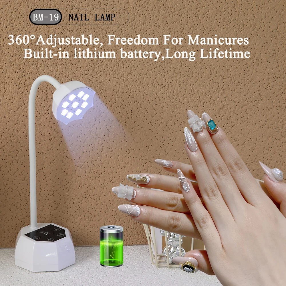 Professional BM-19 Rechargeable UV LED Nail Lamp Low Heat Mode Auto Sensorand Pain-Free Operation