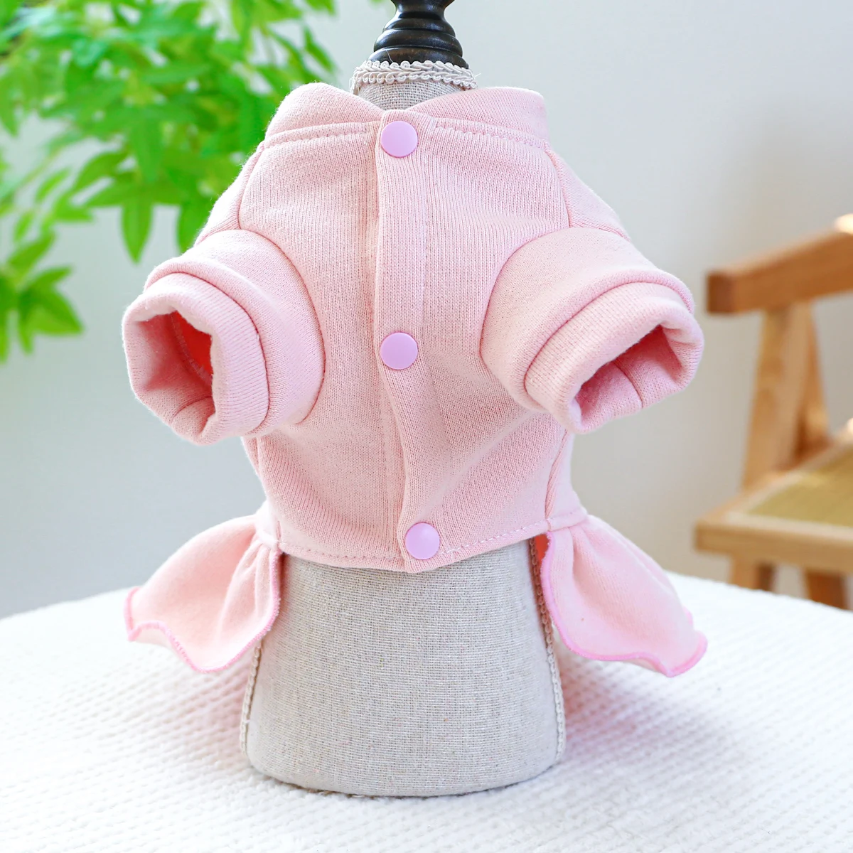 1PC Pet Clothing Dog Spring and Autumn Pink Love Princess Dress with Drawstring Buckle For Small Medium Dogs