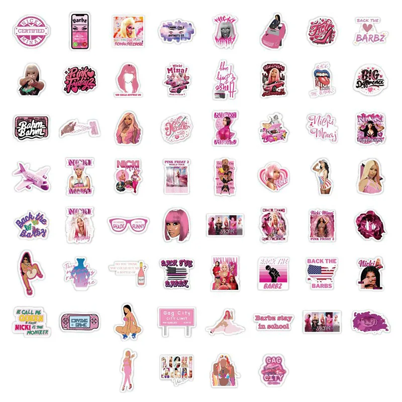 Bandai 60 Stuks Rap Sterren Nicki Minaj Cartoon Stickers Telefoon Kofferbak Koelkast Waterdichte Anime Stickers Anime Figuur Afbeelding Speelgoed