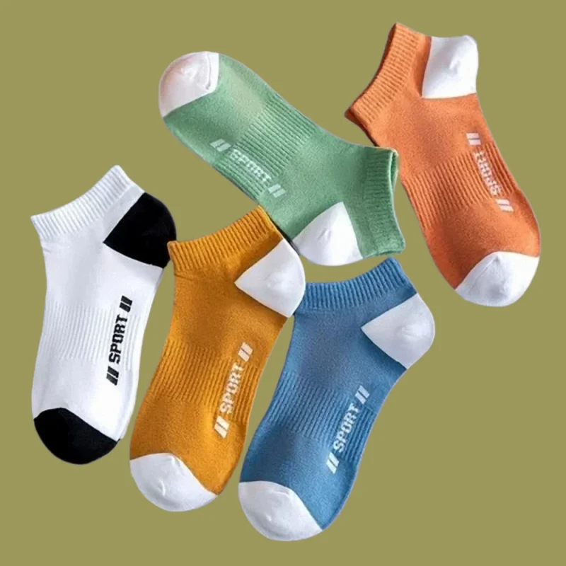 

5/10 Pairs 2024 Sweat-Absorbent Breathable Sports Socks Ankle Male Thin Cotton Short Socks New Men's High Quality Boat Socks