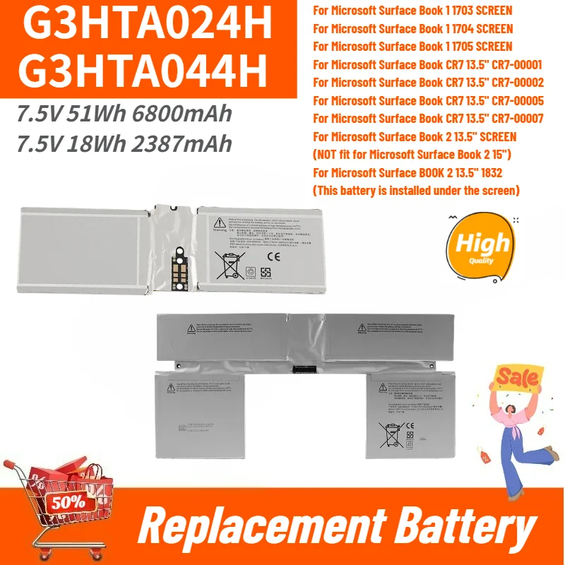 G3HTA024H G3HTA044H Screen Keyboad Battery For for Microsoft Surface Book 1 13.5