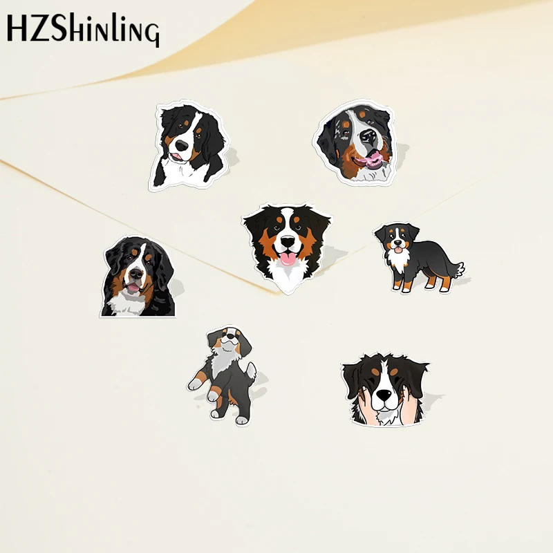 2023 New Cartoon Bernese Mountain Dog Acrylic Lapel Pin Resin Epoxy Acrylic Pins Fashion Jewelry Accessories