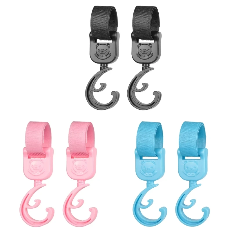 

Q81A 1 Pair Baby Stroller Organizer Hooks Cartoon Bear Stroller Hooks Adjustable Bag Hanging Hook Sturdy Stroller Accessories