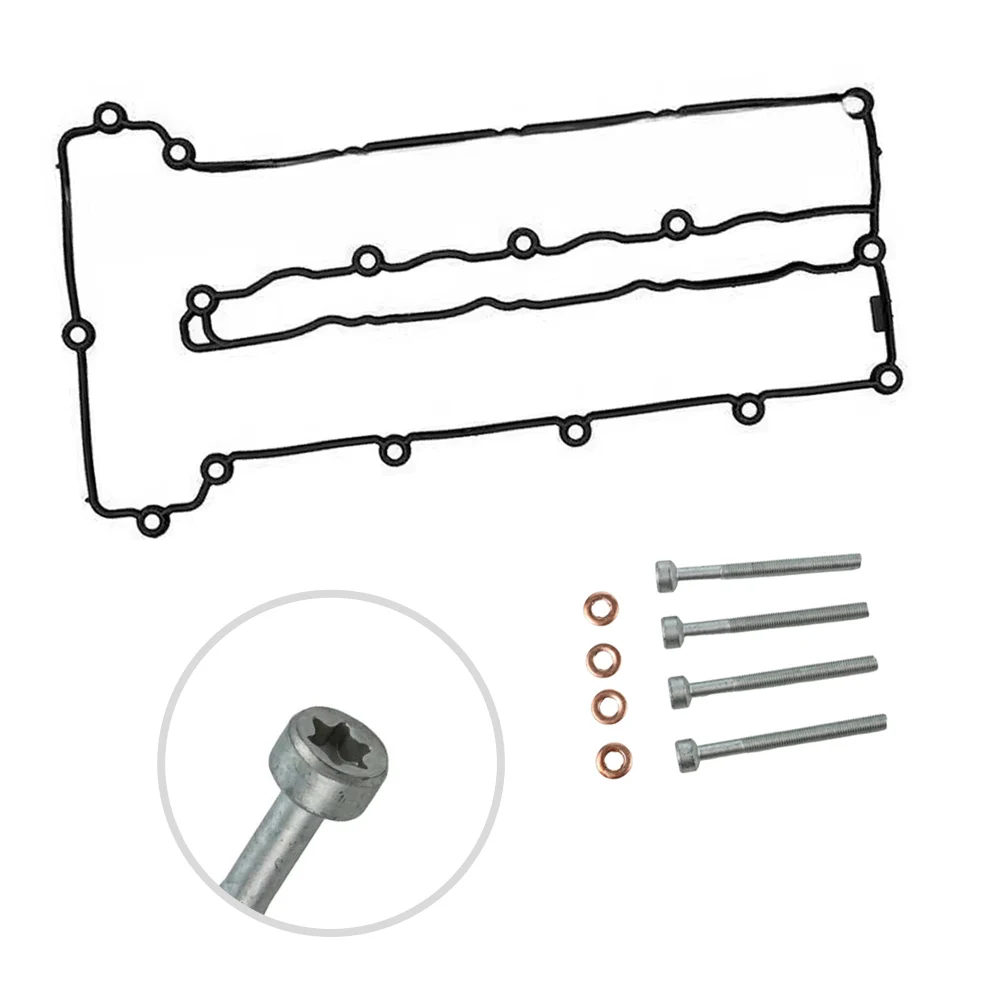 Injector Bolt and Copper Washer Kit A0019902607 9 Pieces for Mercedes For 651 Diesel Engine with Febi Valve Cover Gasket