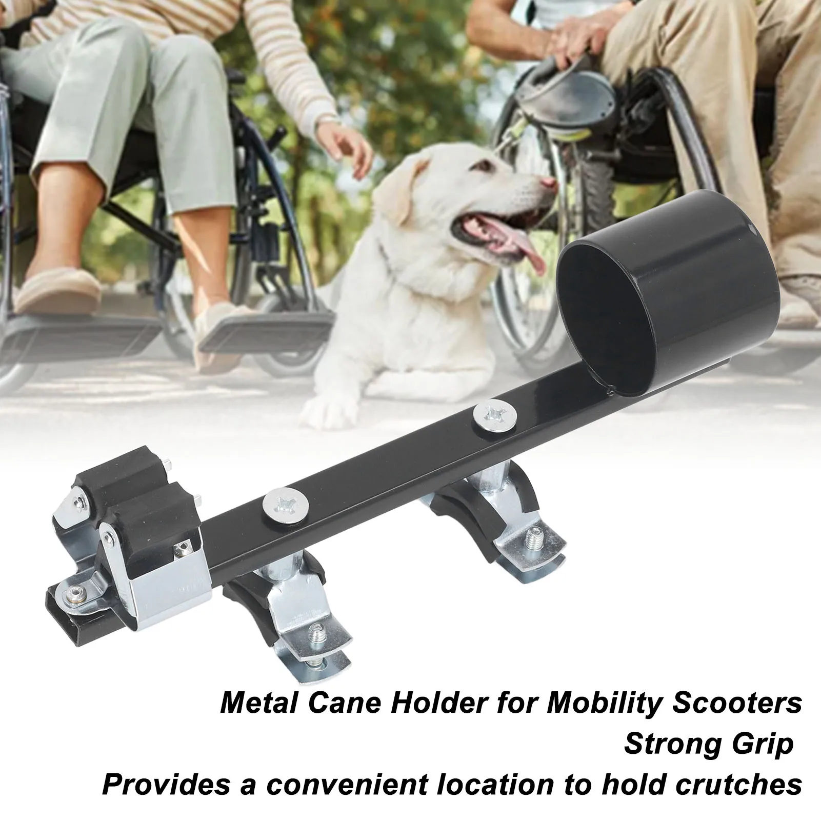 Mobility Scooter Cane Holder Universal Fit Aluminum Alloy Walking Stick Stand Support For Wheelchair Cane Holder For Wheelchair