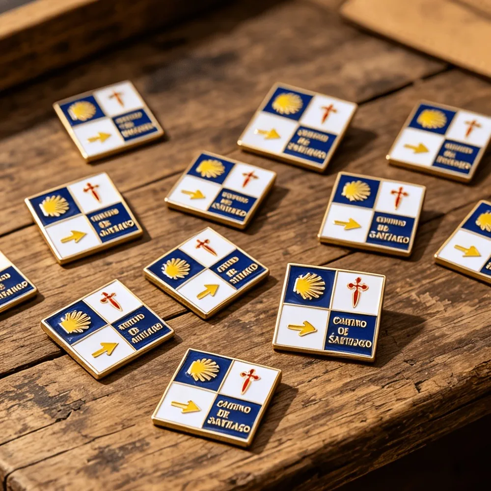 5‑20 Pcs Camino De Santiago Enamel Brooch Alloy Cross Shell Pin Pilgrimage Religious Christian Faith Pilgrim Souvenir Gift