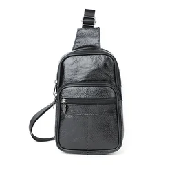 Hakiki Deri Göğüs Çantası Erkekler için Çok Fonksiyonlu Rahat Moda Trendi Omuz Çantası Açık Spor Çok Yönlü Crossbody Çanta