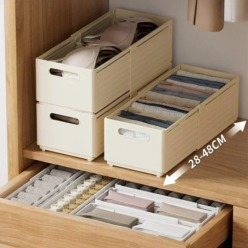 1 قطعة درج قابل للسحب المنظم طول قابل للتعديل خزانة صندوق تخزين تكويم المطبخ المنظمون فرز صندوق تخزين للمنزل