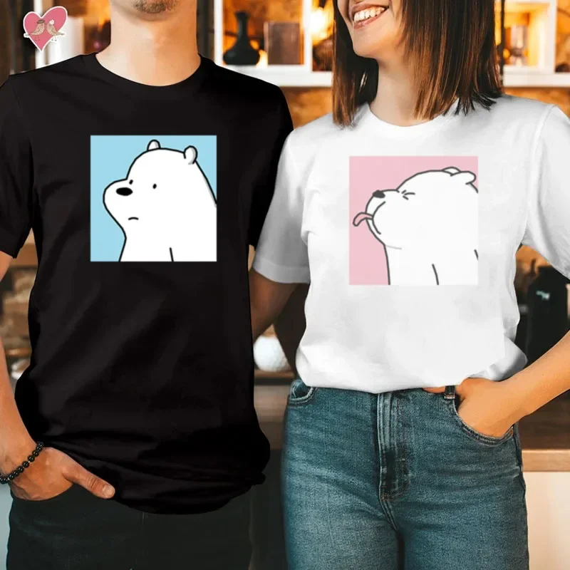 Kawaii Polar Bear T-shirt Couple Clothes Women Men Oversized Top Ulzzang Tops O-neck Casual Short-sleev Tee Roupas Femininas