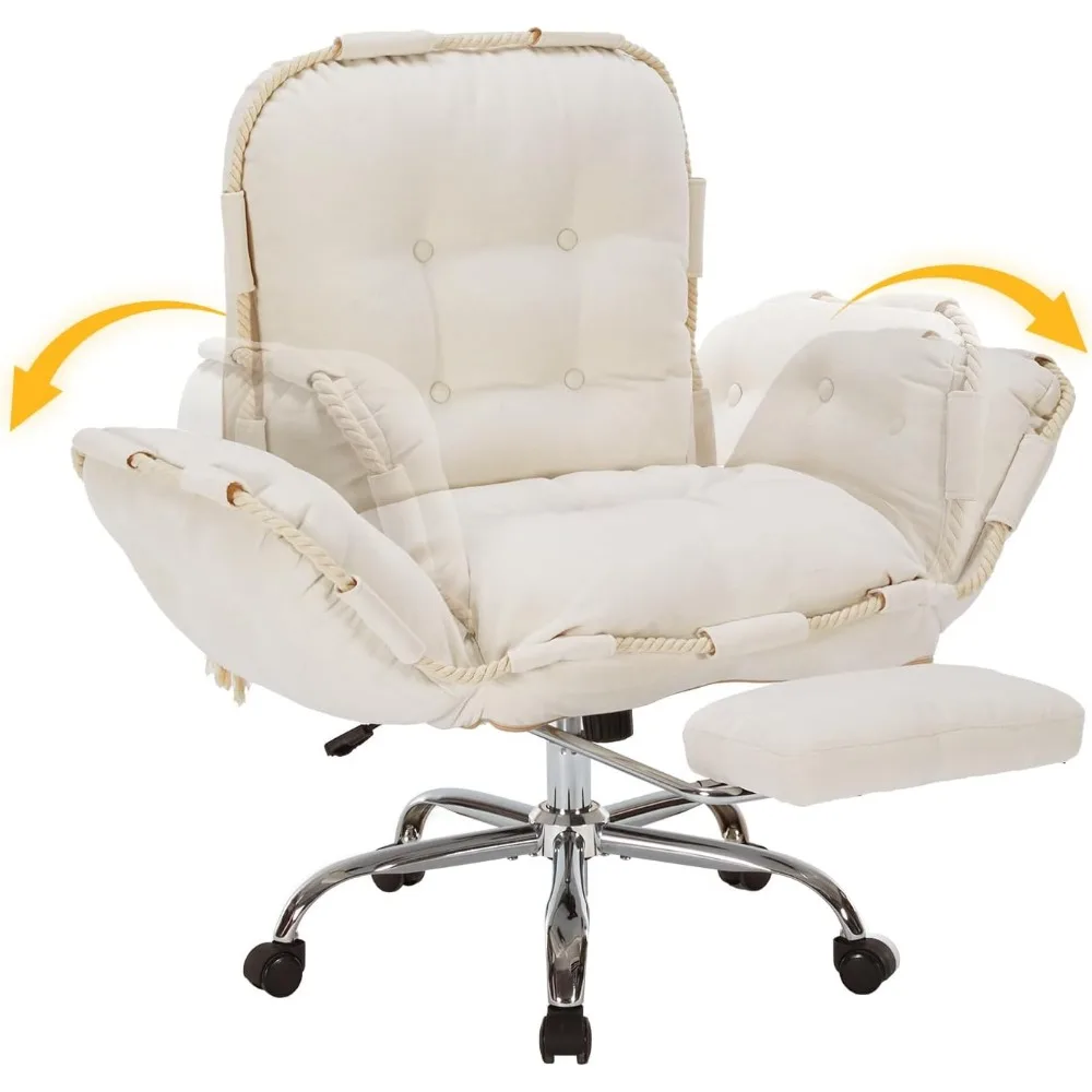 

Comfortable Criss Cross Office Chair with Foot Rest Desk Chair Comfy Cross Legged Office Chairs for Women Three-Level Reclining