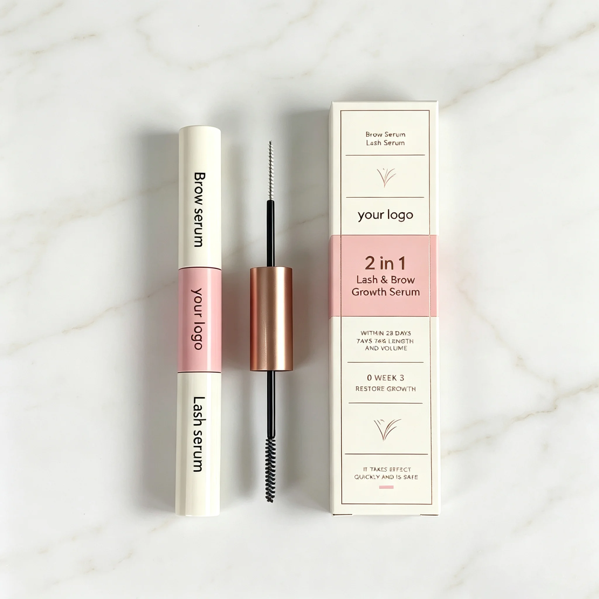 Custom Eyebrow & Eyelash Growth Serum Natural Enhancer for Longer Thicker Curling Lashes Makeup Solution