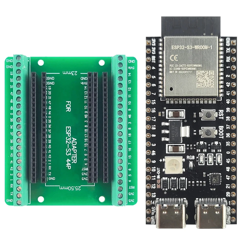 ESP32 S3 Development Boards with Expansion Adapter Kit 2.4G Wifi BT Module ESP32-S3-WROOM-1 N8R2 N16R8 44Pin Type-C ESP32-S3