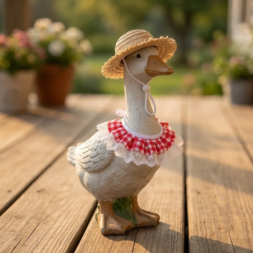 For Pet Costume Hat Mimicking Goose Appearance with Straw Hat and Lace Bib - Yellow Red Green Black 13x13x4cm Hat 18-20cm Bib
