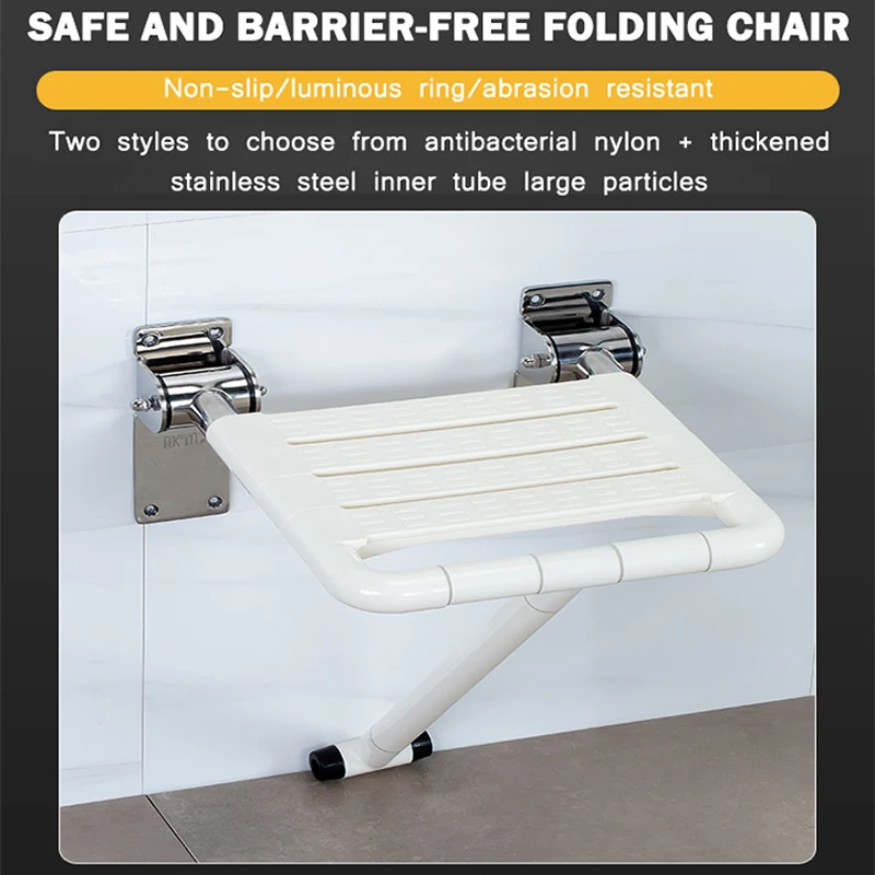 Bathroom Foldable Disabled Wall Mounted Stainless Steel Folding Shower Chairs for Elderly