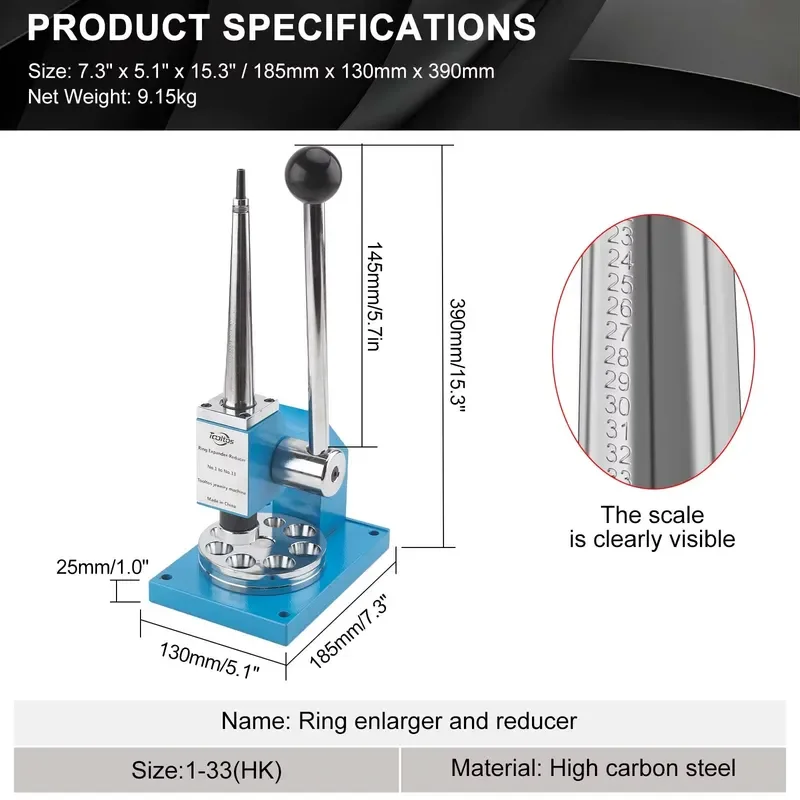 Single Ring Expanding Molds 1-33mm Jewelry Resizer Adjusting Machine Tool Iron Bench Reducer Enlarger Sizer Metal Made in