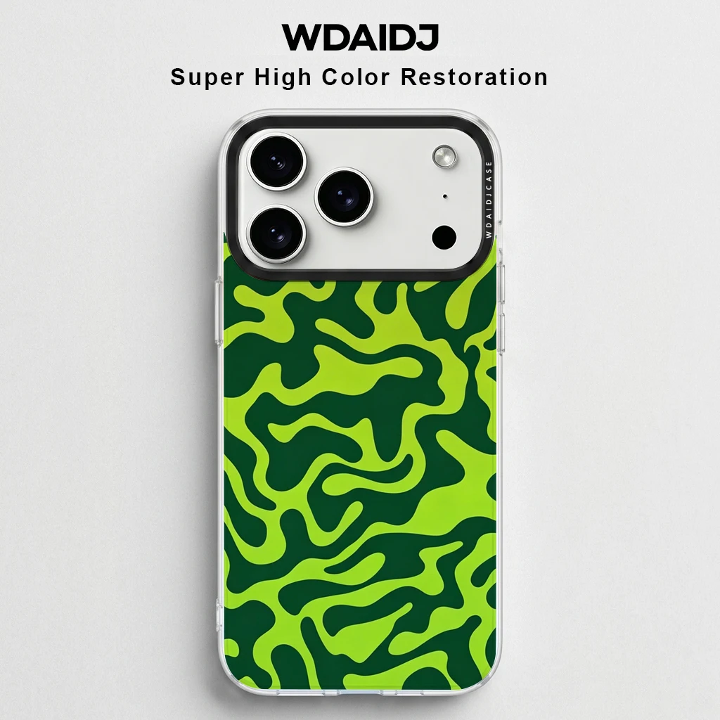 

Neon Green Camo Print Phone Case For iPhone 13 14 15 16 17 Shock Absorbent Protective Case In Edgy Street Style