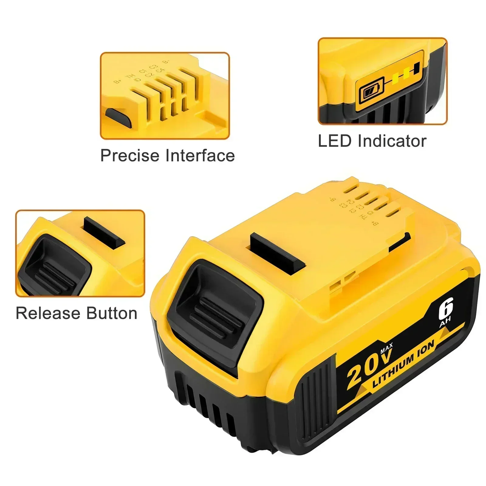 DCB205 Batteria al litio sostitutiva da 18 Volt compatibile con Dewalt 20 V XR Max DCB206 DCB205-2 DCB204 DCB200 DCB201 DCB203 DCB185