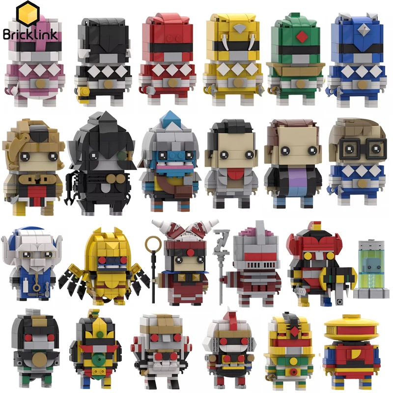 Bricklink MOC Anime Mighty Morphin Power Rangers Figures Brickheadz Sets Megazord Zordon Building Blocks Kid Toys Christmas Gift