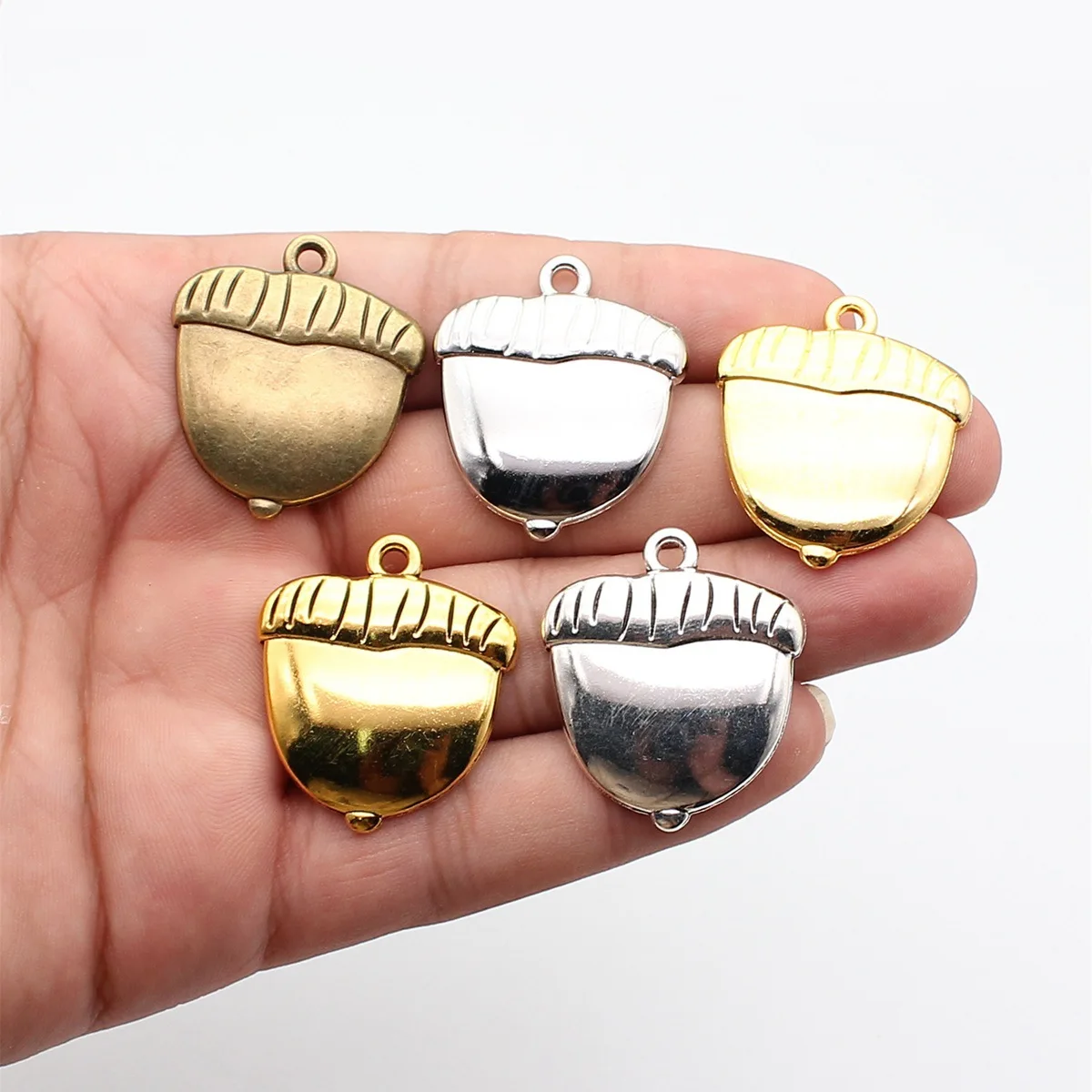 WYSIWYG 5pcs 35x31mm 5 Colors Single Sided Big Acorn Charms Hazelnut Charms Pendant For DIY Jewelry Making
