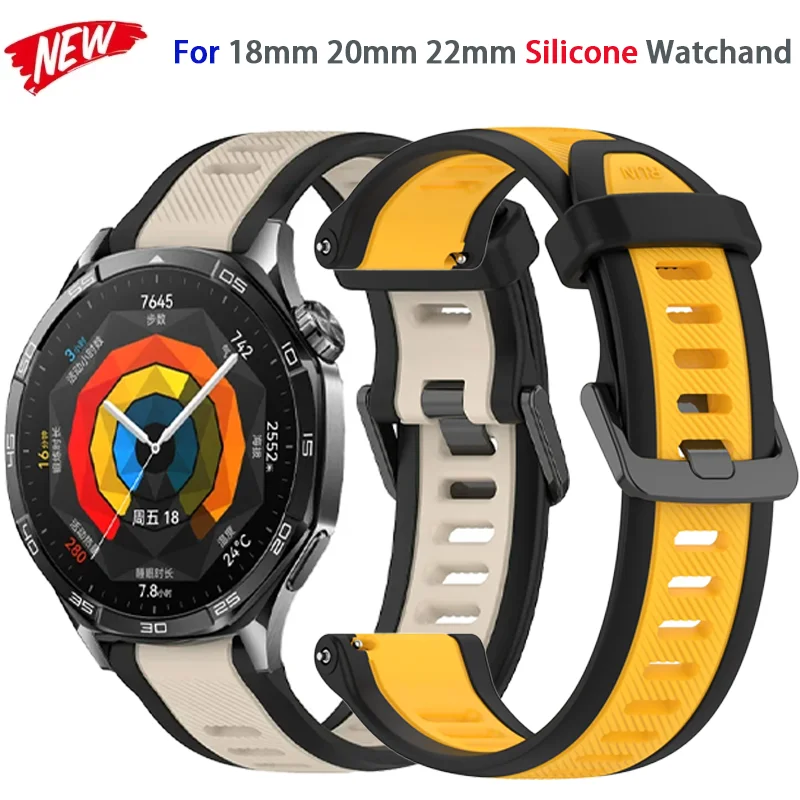 22 مللي متر 20 مللي متر 18 مللي متر الرياضة سيليكون حزام لهواوي ساعة GT5/4/5pro 41 مللي متر 42 مللي متر 46 مللي متر لينة معصمه سامسونج جالاكسي ساعة 7/6/5/4 كوريا #1