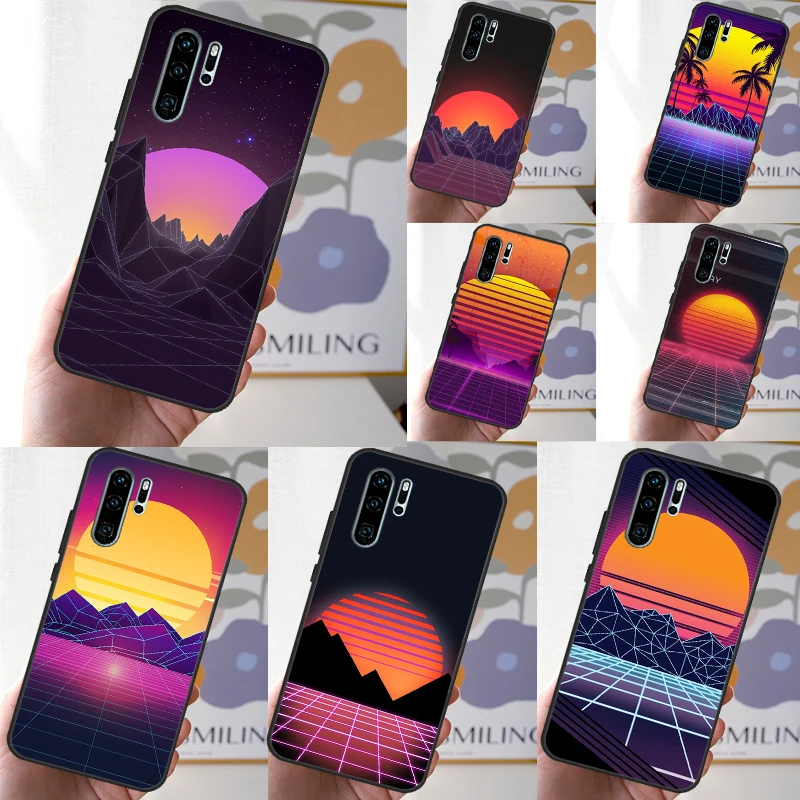 80S Vaporwave Retro Synthwave Sunset Case For Huawei Nova 11 Pro 10 9 SE 3i 7i 11i 5T Y60 Y61 Y70 Y90 Y91 P20 P40 P30 Lite Cover