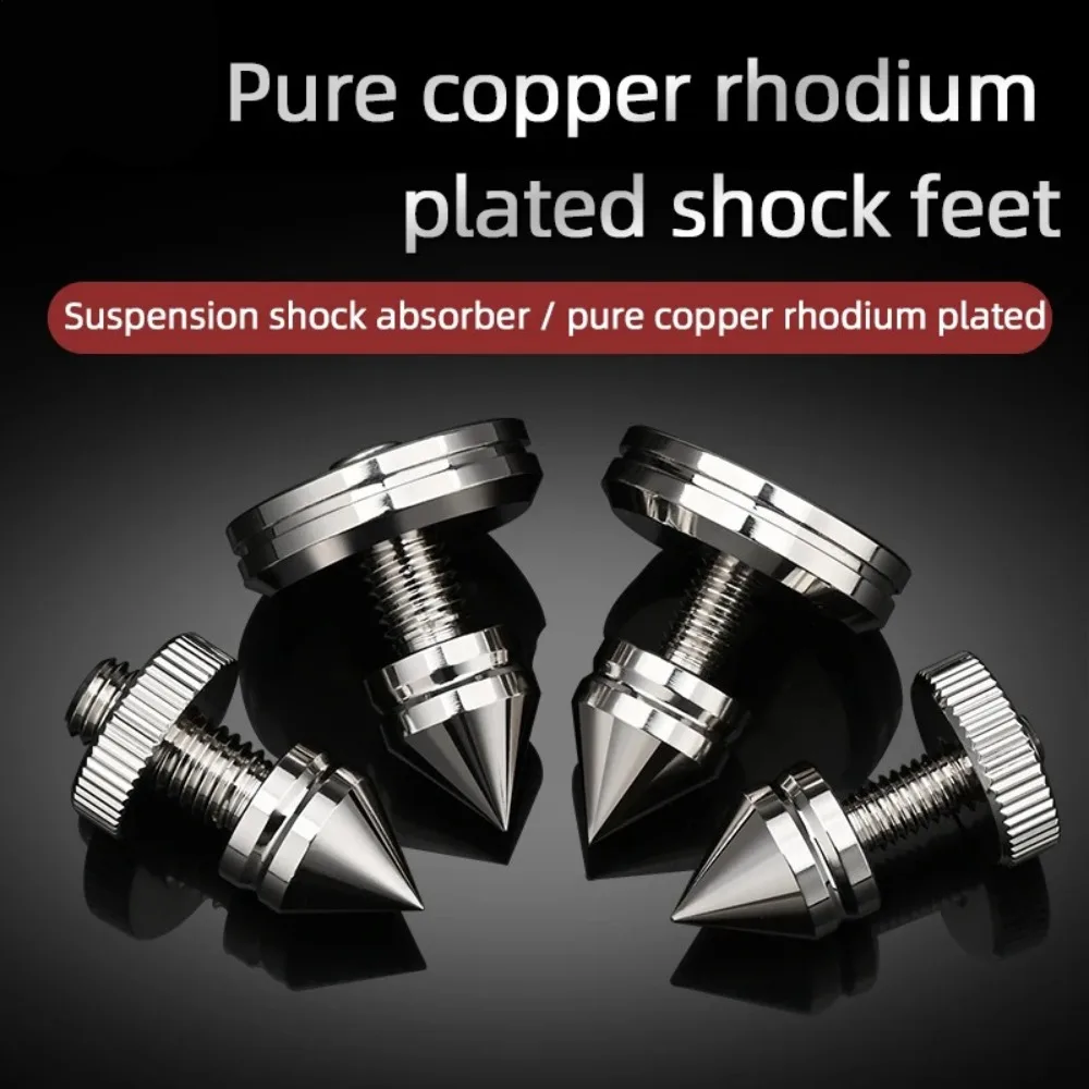 Hi-End Pure Copper Rhodium Plated Speaker Spikes Height Shock Absorber Feet Pegs for CD Player Speaker Audio Amplifier