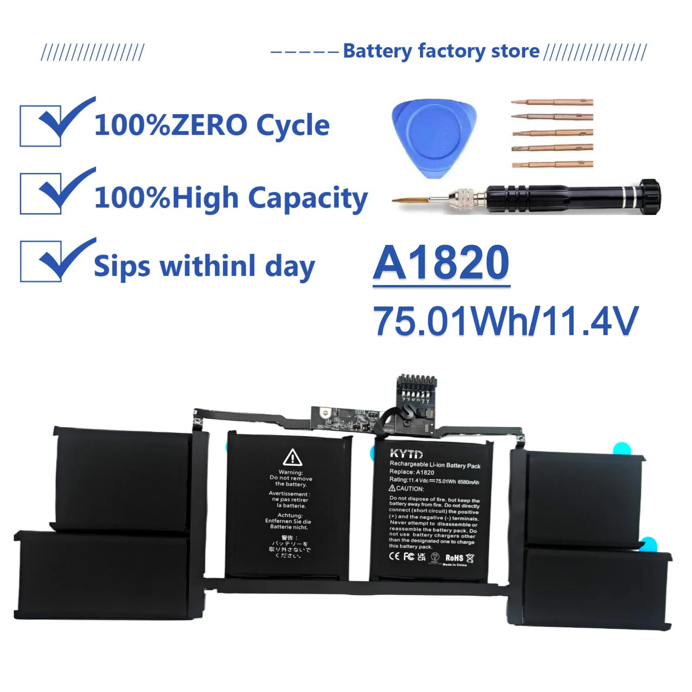 

KYTD A1820 A1707 A1707(EMC 3072) A1707(EMC 3162) battery for MacBook Pro 15 inch A1707 (Late 2016 Mid 2017) Touch Bar EMC 3162