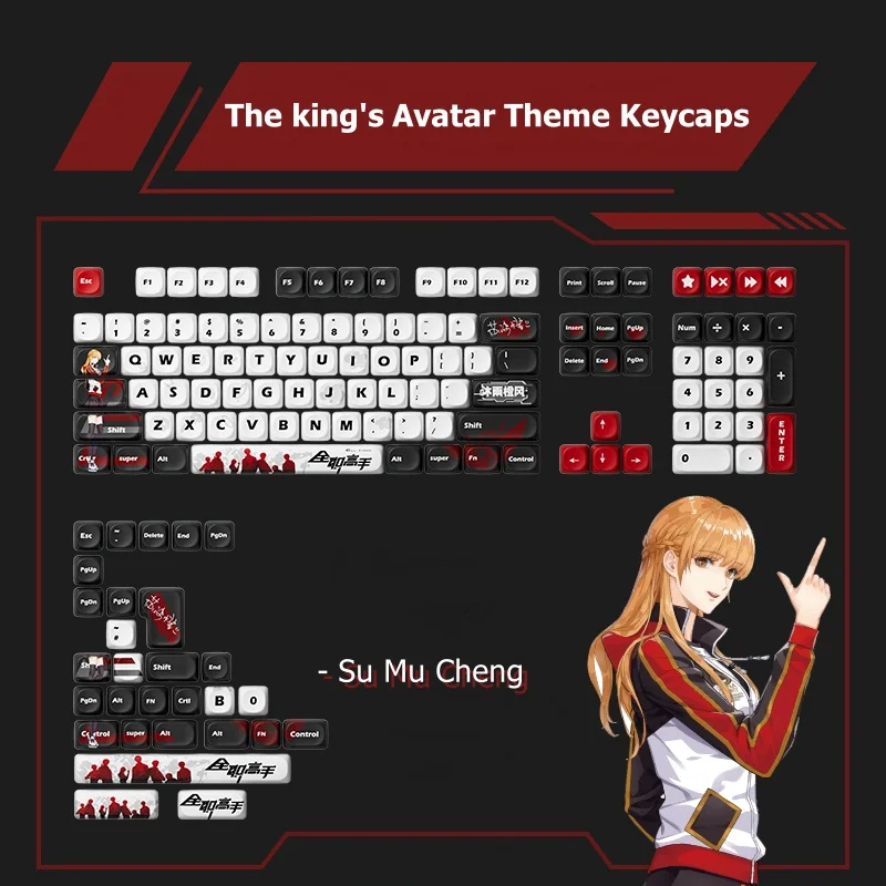 Akko The king's Avatar Theme Keycap Set MOA Profile PBT Dye-sublimation 137-Key Anime Characters Keycaps for Mechanical Keyboard