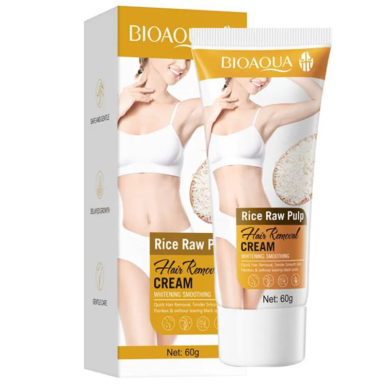 BIOAOUA الرجال والنساء لب الأرز كريم إزالة الشعر إزالة الشعر كريم غير مؤلم لإزالة الإبط الساقين الشعر العناية بالجسم الحلاقة