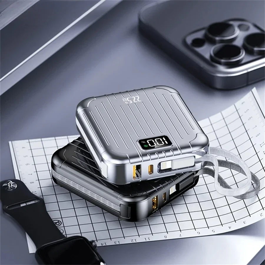 باور بانك صغير 20000 مللي أمبير في الساعة، شحن سريع USB-C بقدرة 22.5 وات مع كابل مدمج، بطارية بوليمر لهواتف iPhone وSamsung وXiaomi #6