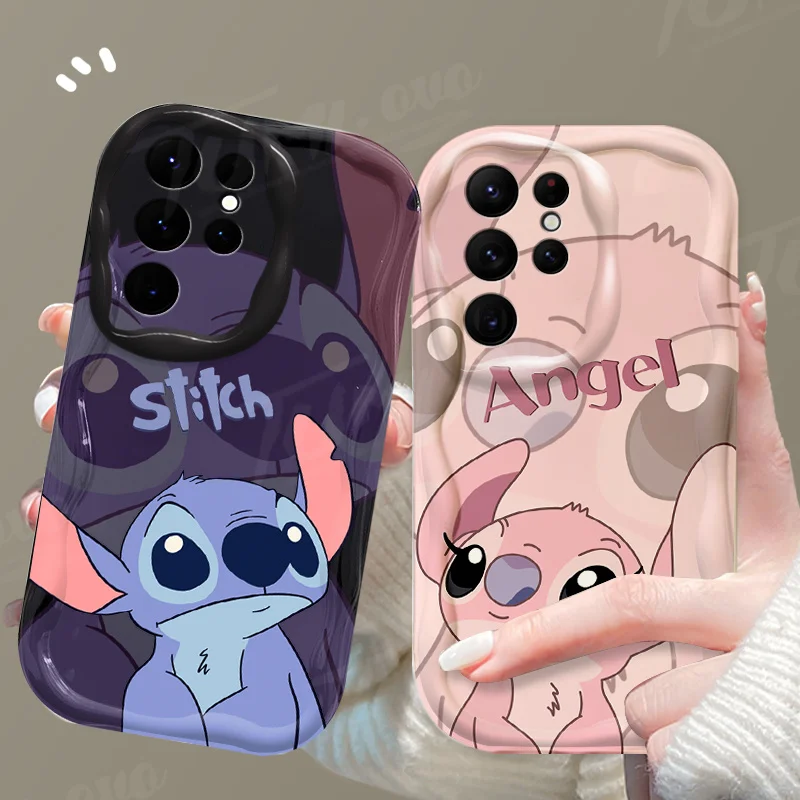 Clear Phone Case For Samsung Galaxy A54 A34 A14 A24 A13 A23 A33 A53 A73 A15 A05 A05S Cute Disney Pink Stitch Soft Silicone Cover