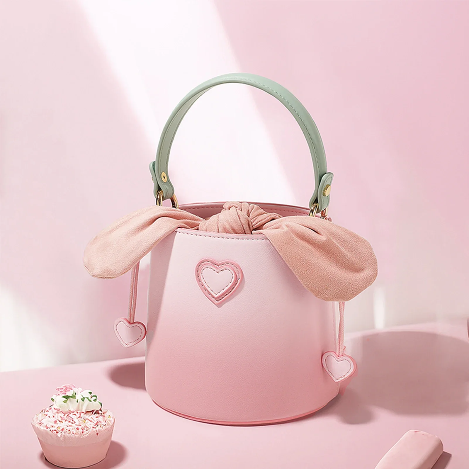 TOUTOU 2024 Bucket Bag for Women Pink Girl Cosmetic Makeup Storage Handbag  Mini Luxury Original Designer Shoulder Bag Fashion