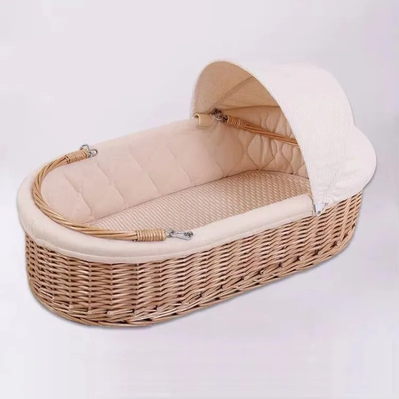Natural wicker baby Moses basket storage basket, environmentally friendly and healthy design