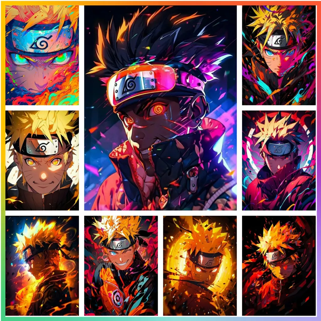 Pintura de diamantes de dibujos animados de Anime japonés Naruto, Kit de punto de cruz bordado de mosaico, elemento de dibujo impreso 5D, arte DIY, decoración de pared