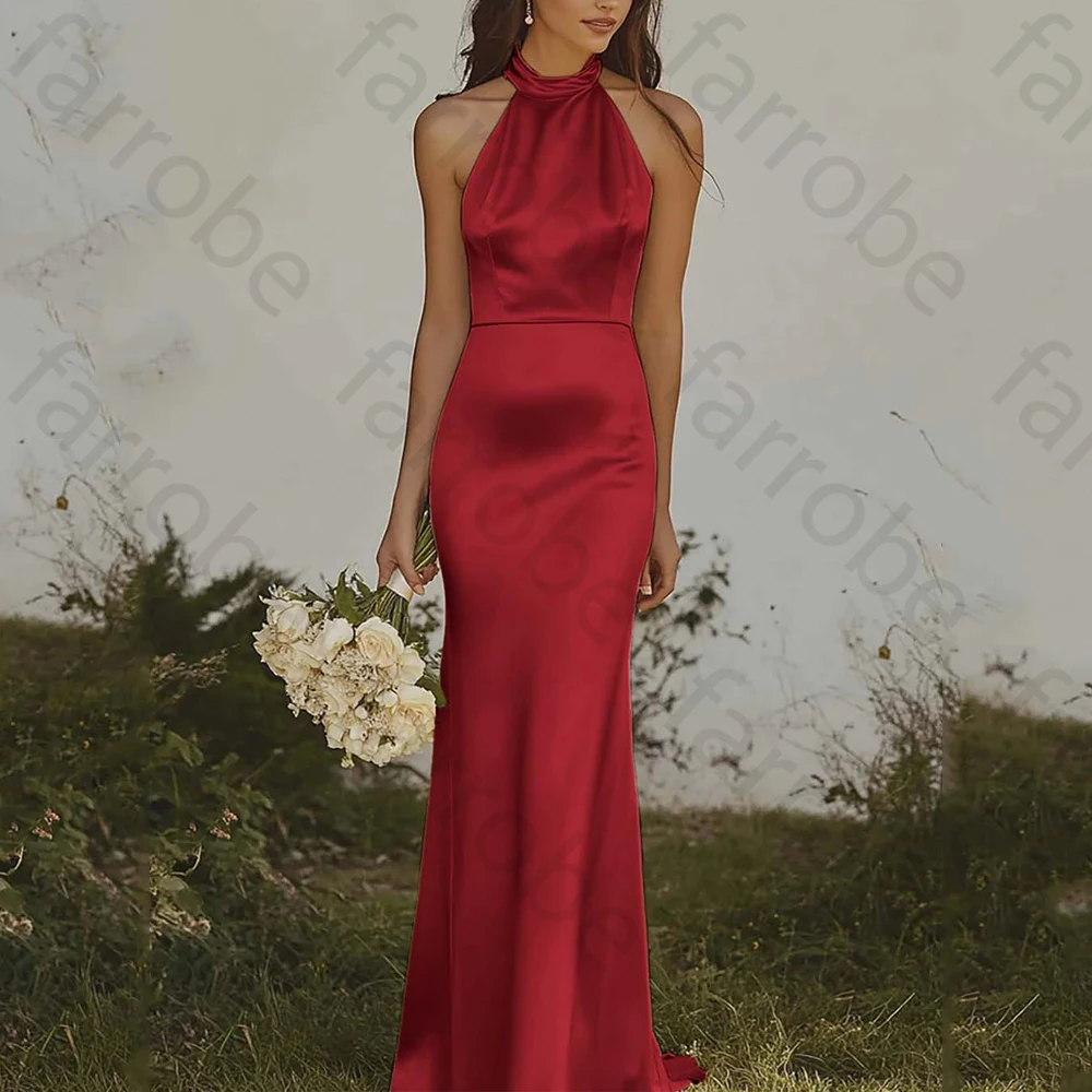 

Элегантные атласные вечерние платья макси с открытой спиной, роскошное платье подружки невесты без рукавов с открытыми плечами, вечернее платье высокого качества по индивидуальному заказу