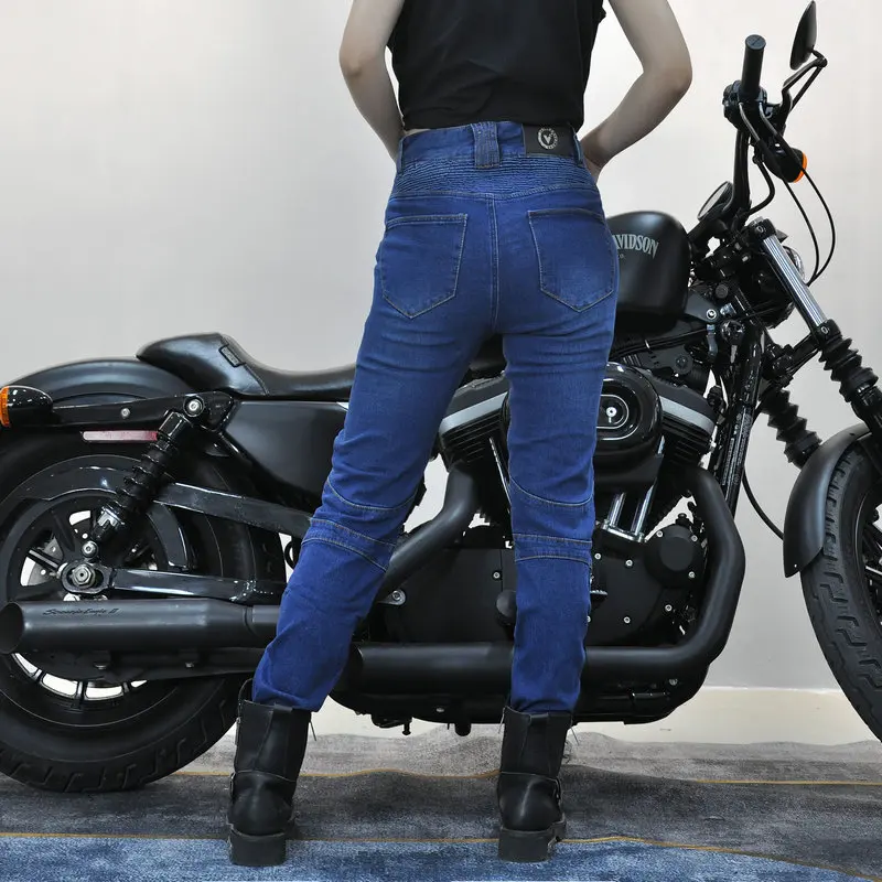 2024 Motorcycle New Jeans Women Upgrade Silicone Protector Detachable Casual Fashion Racing Road Rider Four Seasons Moto Pants