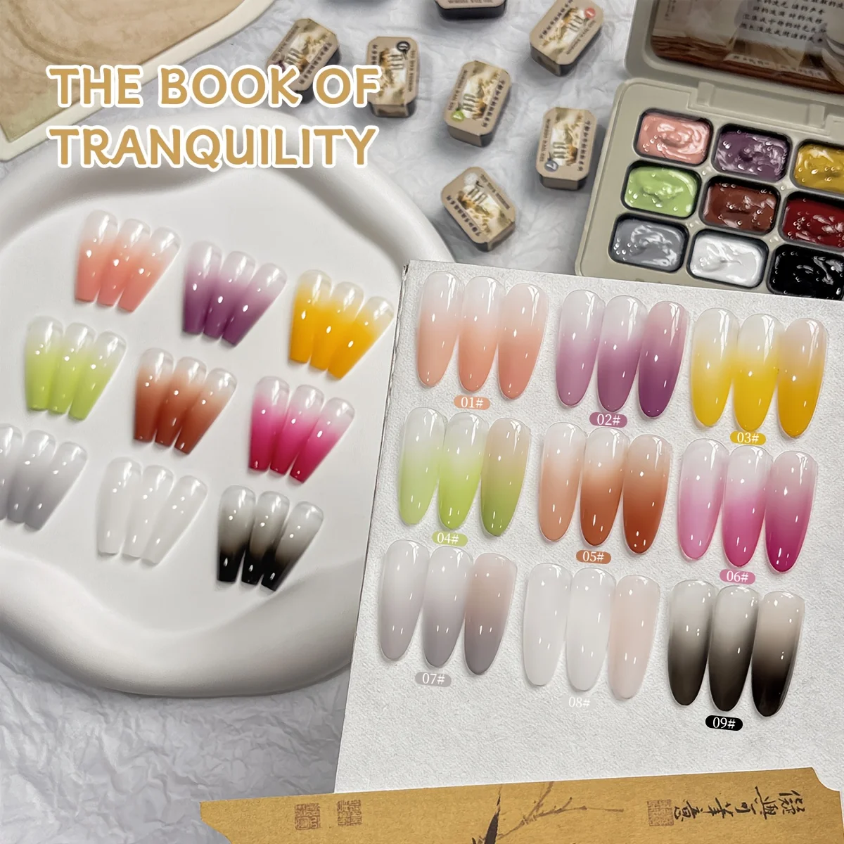 9pcs Fantasy Colors Pat Pat Gel - Professional Gradient Nail Art Powder for Easy Ombre Manicure & Salon Effects