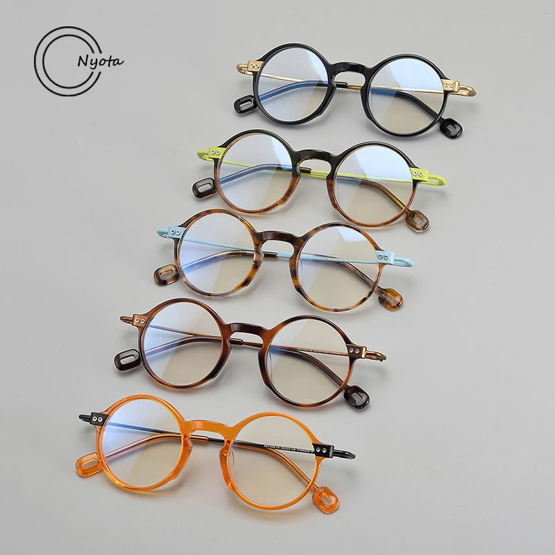 2024 New Round Acetate Titanium tortoise Glasses Frame Women Fashion Optical Eyewear Myopia Reading Men Personalized Eyewear