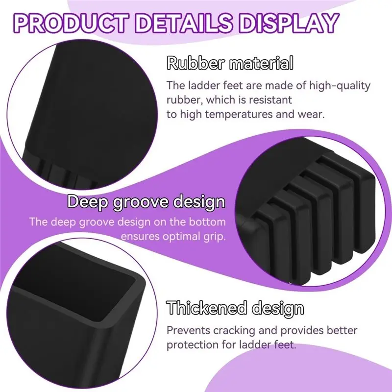 A26F-Rubber Foot Covers 4Pcs For Ladders- Ladder Feet Foot Caps 20X30mm Rubber Ladder Foot Replacement Parts For Step For Ladder