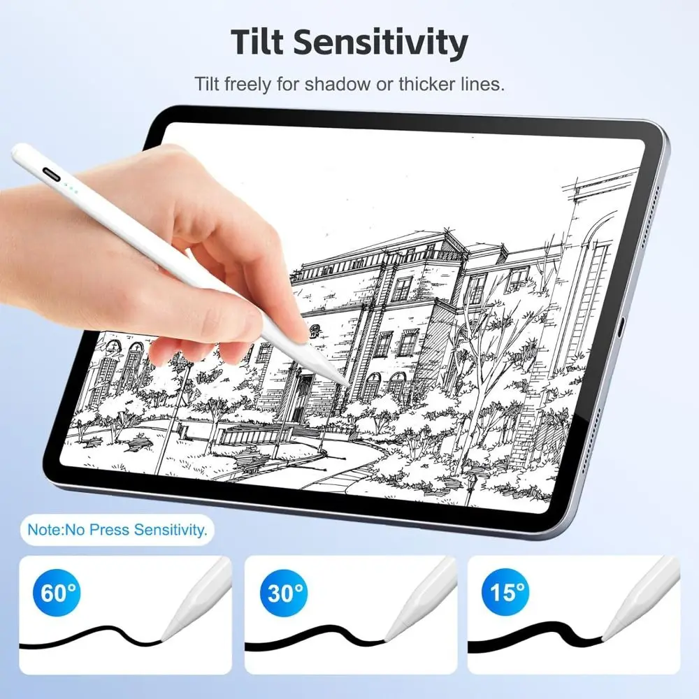 

Перезаряжаемый стилус, индикатор заряда батареи, экран мобильного телефона, карандаш, чувствительность наклона, отклонение ладони для iPad mini Air Pro