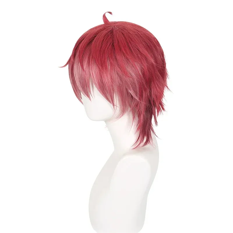 عشاق ديابوليك ساكاماكي آياتو شعر مستعار تأثيري مزيج أحمر داكن قصير شعر مستعار تأثيري مقاومة للحرارة الاصطناعية خصلات الشعر المستعار