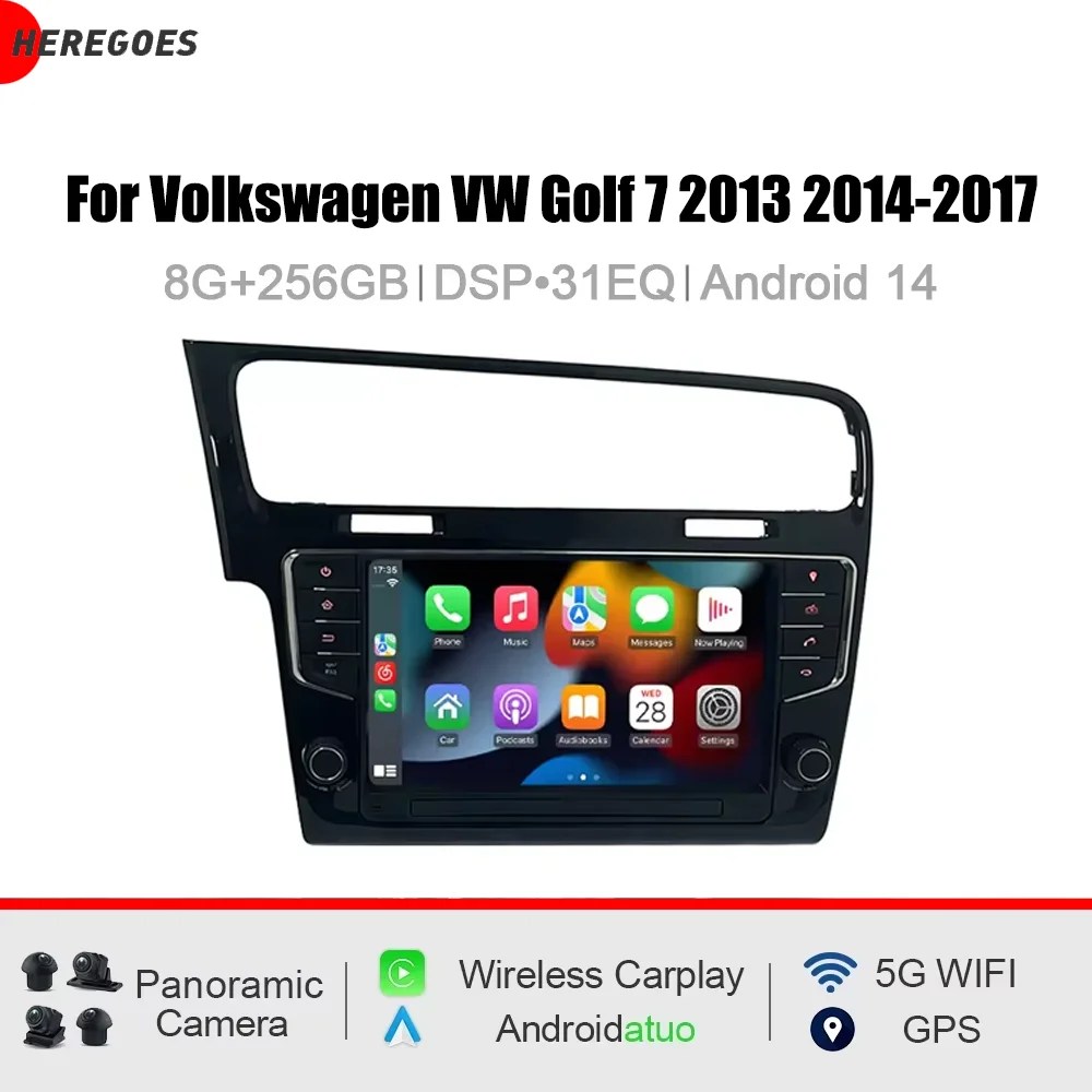 7' CarPlay DSP Android 15 8 Core 12GB RAM 256GB ROM Car Player GPS Multimedia Car Radio For Volkswagen VW Golf 7 2013 2014-2017