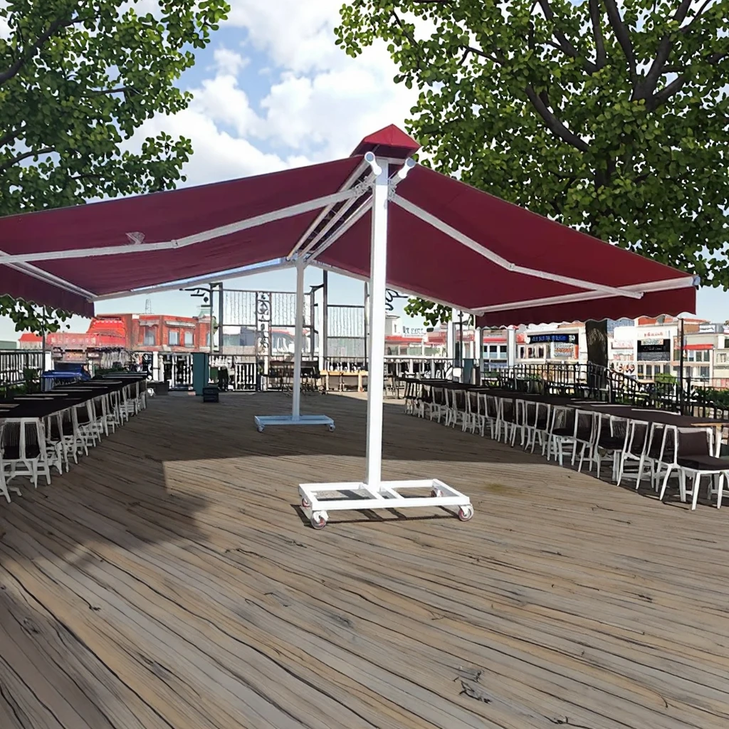 Freestanding Aluminum Retractable Awning Double Opening Modern Luxury Outdoor Commercial with Wheels Heavy Wind Resistant