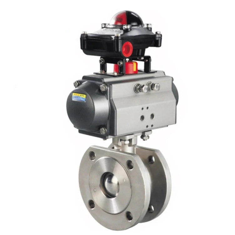 Dn50~Dn400 Wafer / Flange Pneumatic Ball Valve Push In Pneumatic Thin Ball Valve