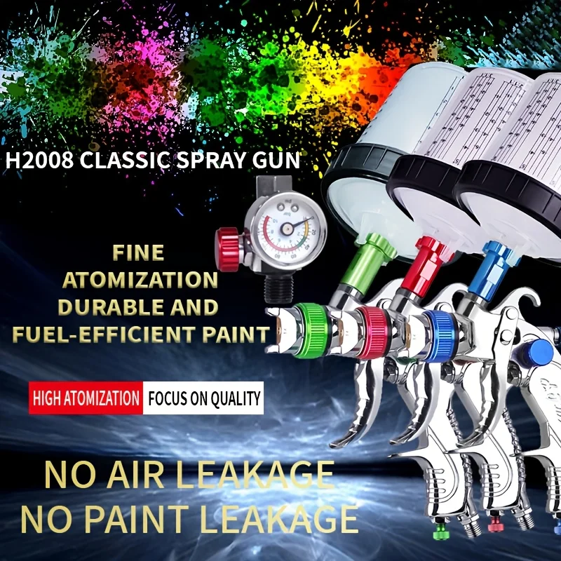 

Gravity-Type Spray Gun 1.4/1.7/2.0mm Nozzle Hvlp Spray Gun For Car Painting Tool 10pcs 600ml No Clean Disposable Measuring Cup