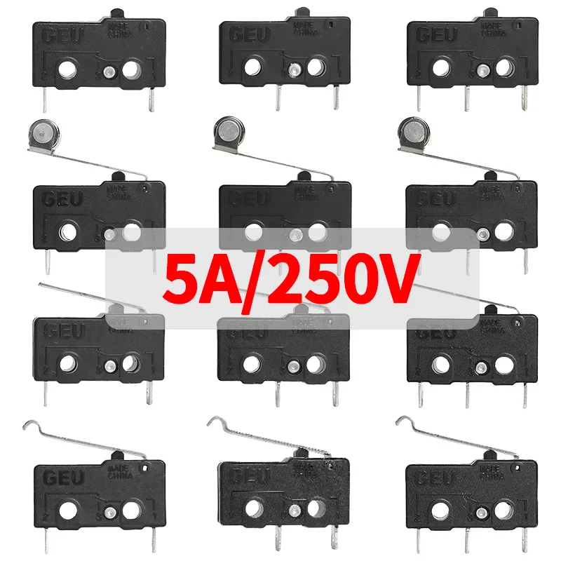 

10/50/100Pcs Micro Limit Switch SPDT Snap Action, 5A 250V Mini Switch for Home Appliance, Control Circuit, DIY Projects