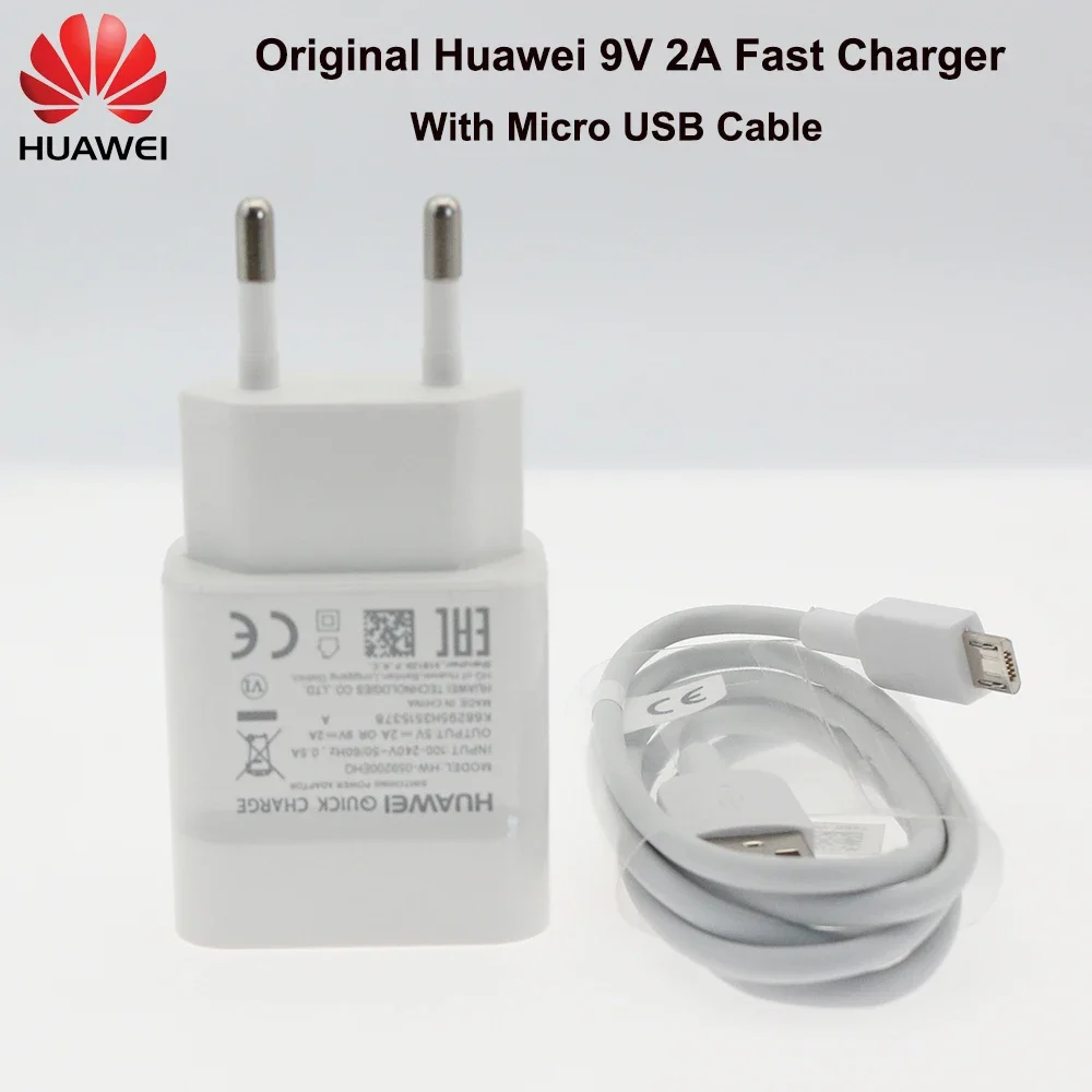 Original Huawei P30 Lite 9V/2A EU Power Adapter Fast Charger Micro USB Data Cable For P30 Pro P20 Lite Y9 Prime 2019 Nova 3 3i 4