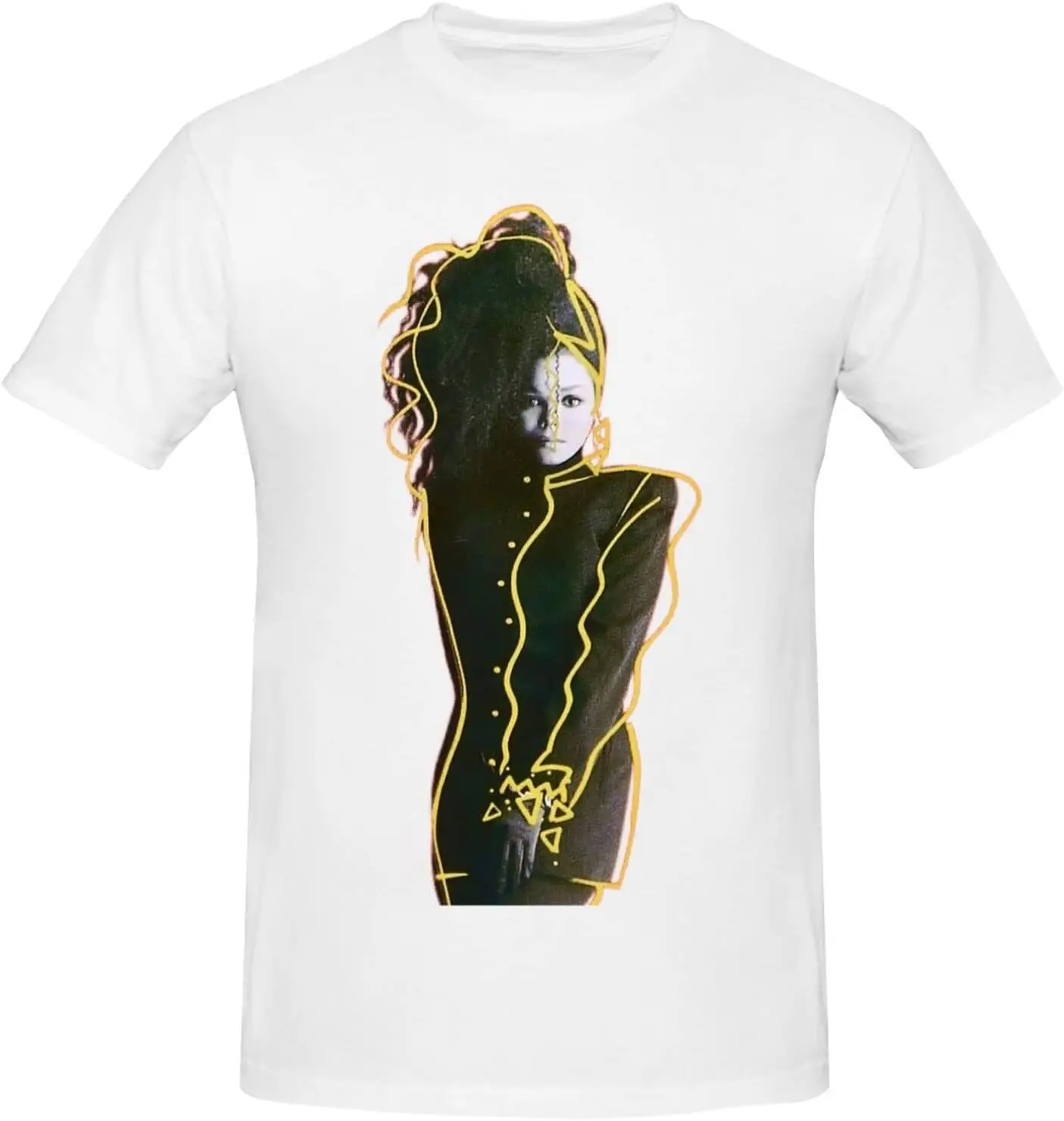 

Janet Music Jackson T-Shirt Men's Cotton Performance Basic Short Sleeve T-Shirt Large White funny Short Sleeve Tshirt Streetwear