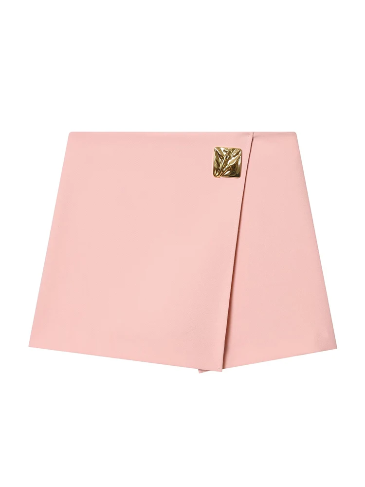 Spring Summer Women Skirt Shorts Irregular Design Short Pant Fashion High Waist Lady Simple Style Commuting Casual Office Outfit