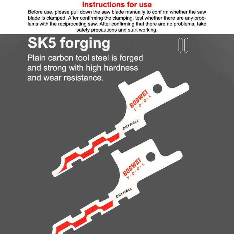 2 buah pisau gergaji bolak-balik SK5 pisau gergaji baja untuk lembaran 86 kotak kawat tipe lubang membuka Aksesori alat listrik pemotong